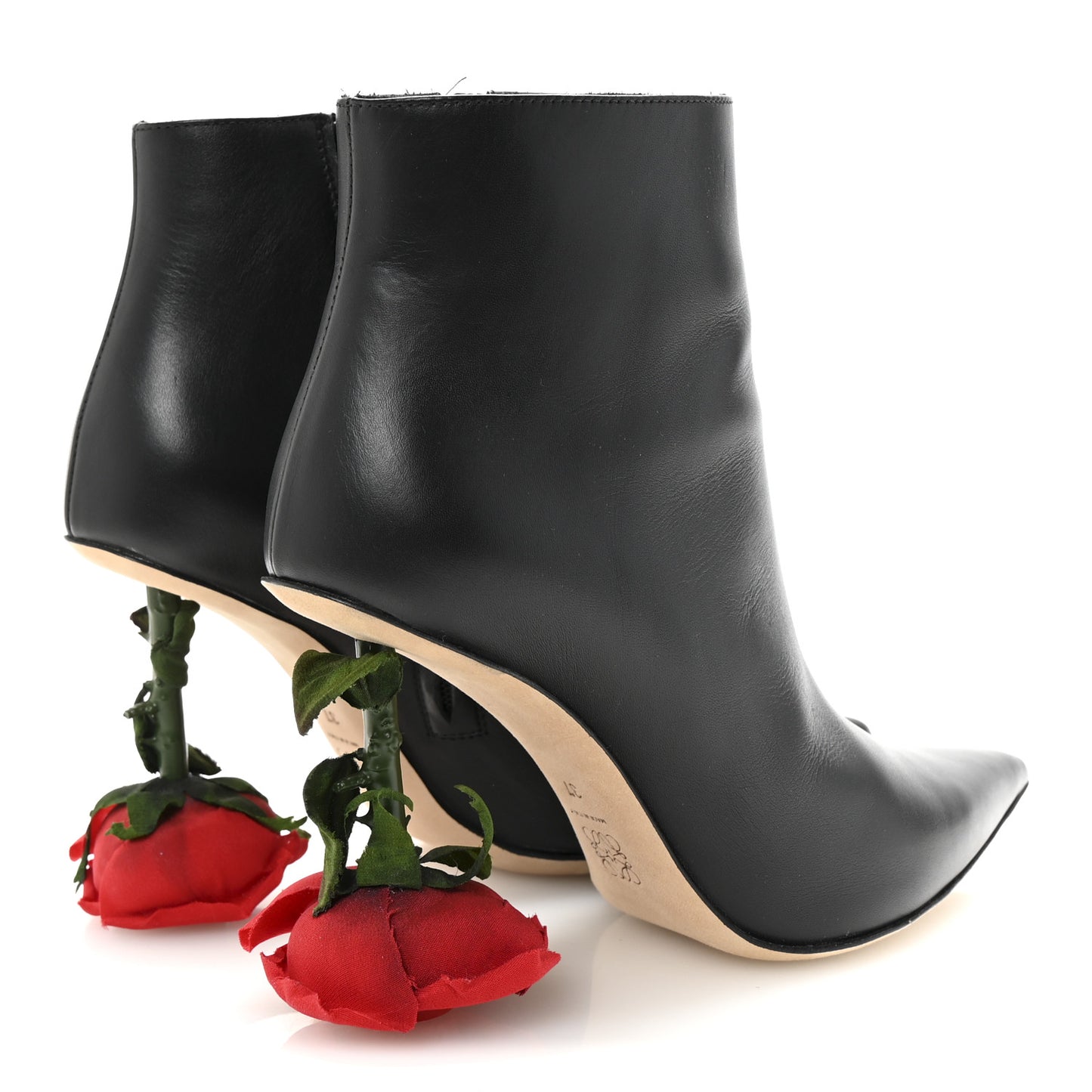 Calfskin Rose Boots 37 Black