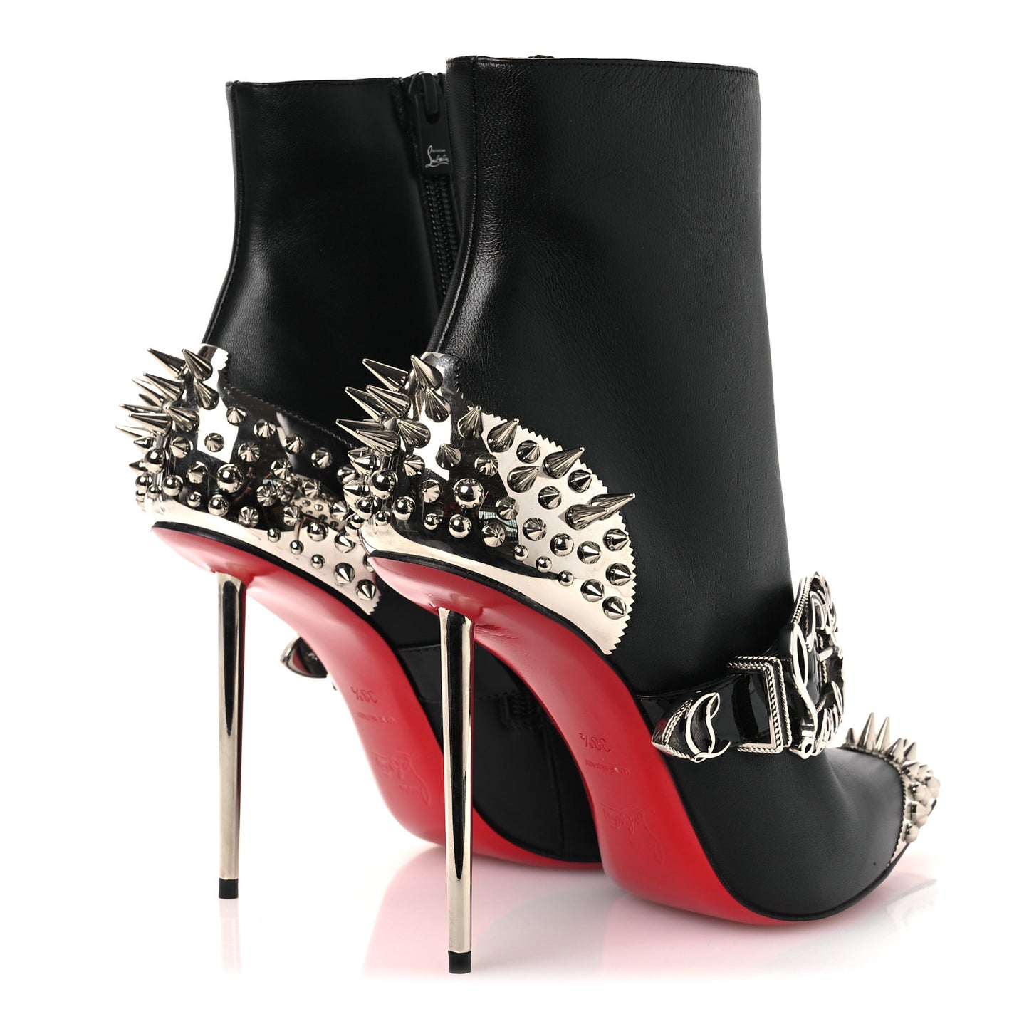 Calfskin Spiked Womenphis Pic Booty 100 Ankle Boots 38.5 Black