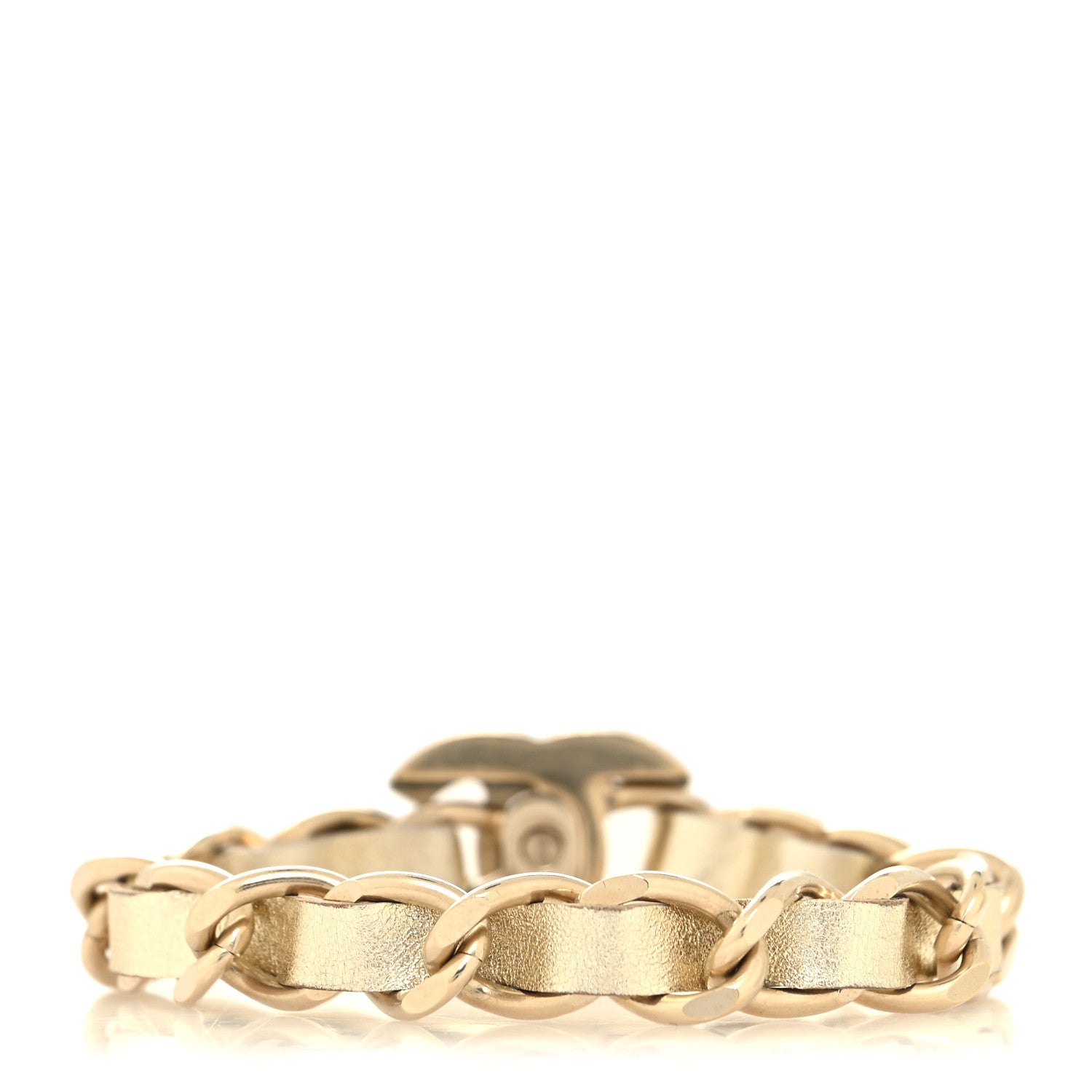 Chanel Metallic Lambskin CC Turnlock Chain Bracelet M Light Gold 3 of 5