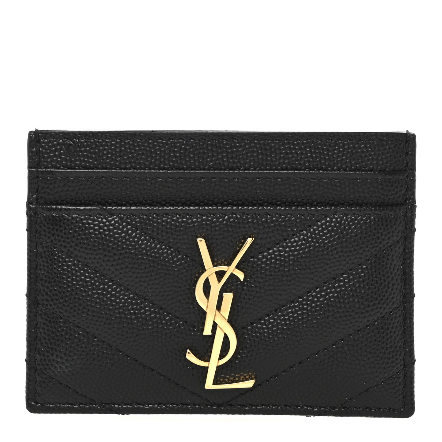 Grain De Poudre Matelasse Chevron Monogram Credit Card Case Black