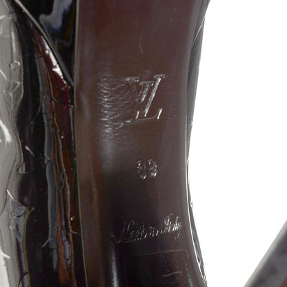 Louis Vuitton Vernis True Peep Toe Pumps 39 Black 6 of 7