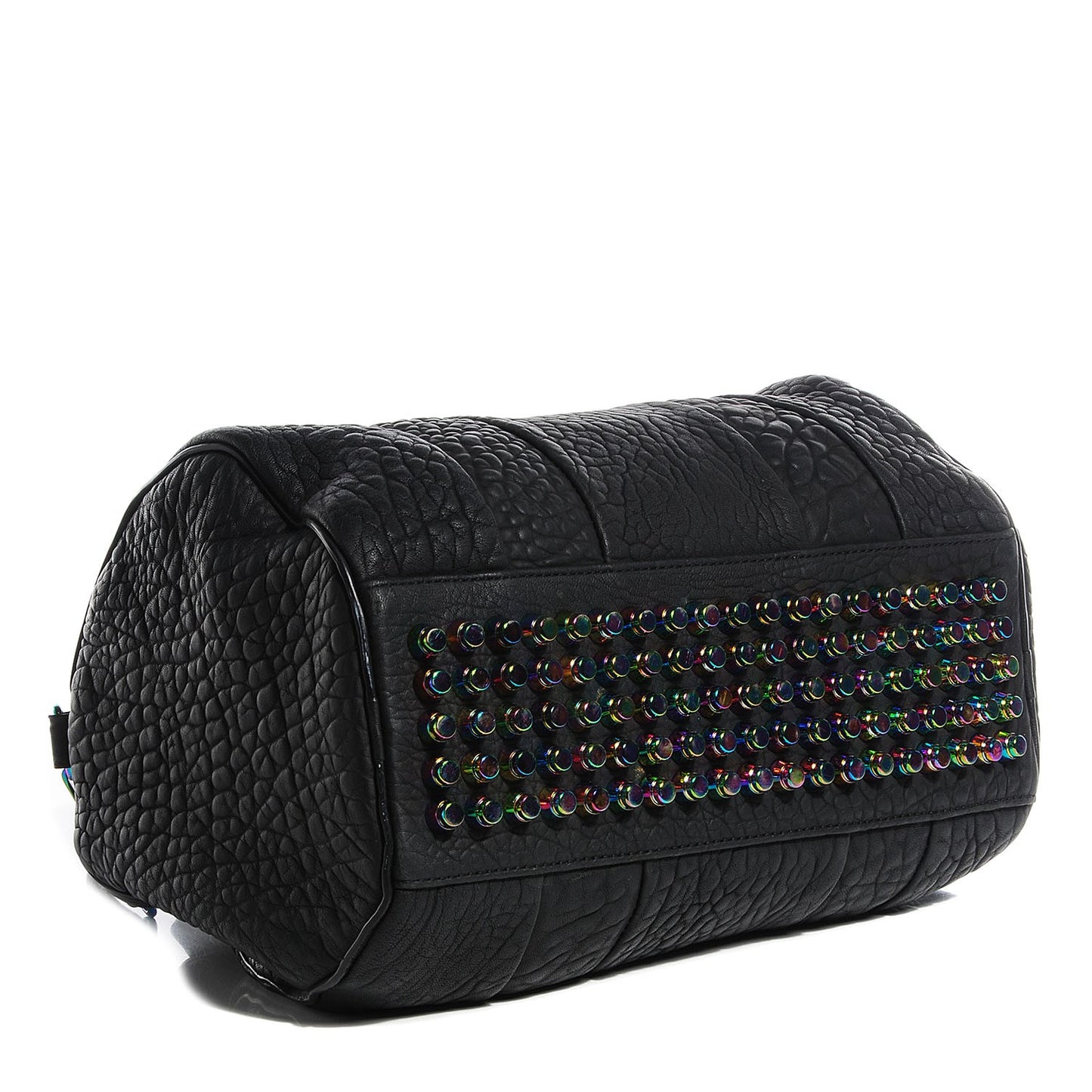 Pebbled Lambskin Rocco Matte Black Iridescent Hardware