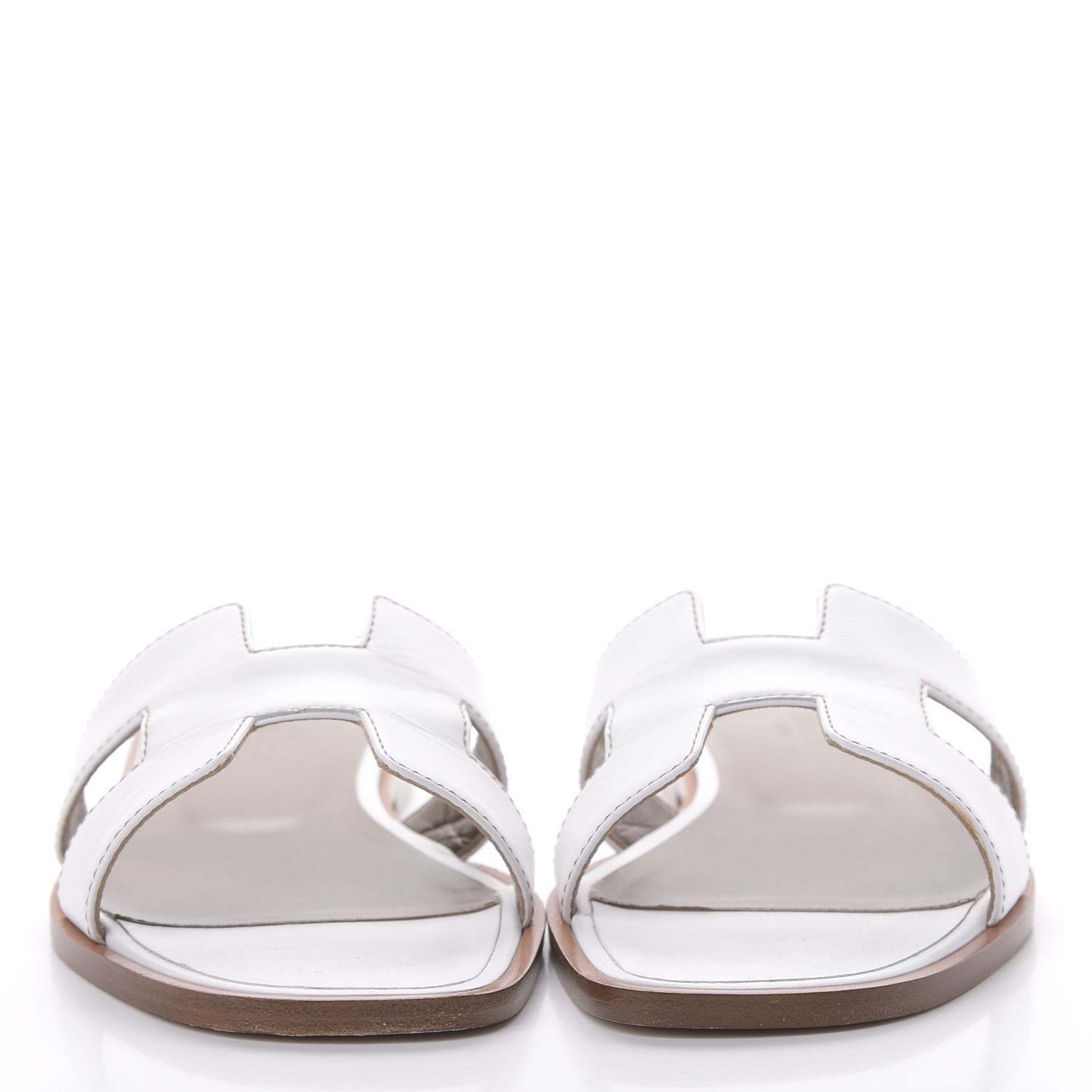 Hermes Box Calfskin Oran Sandals 37 White 2 of 8