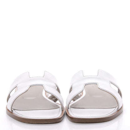 Hermes Box Calfskin Oran Sandals 37 White 2 of 8