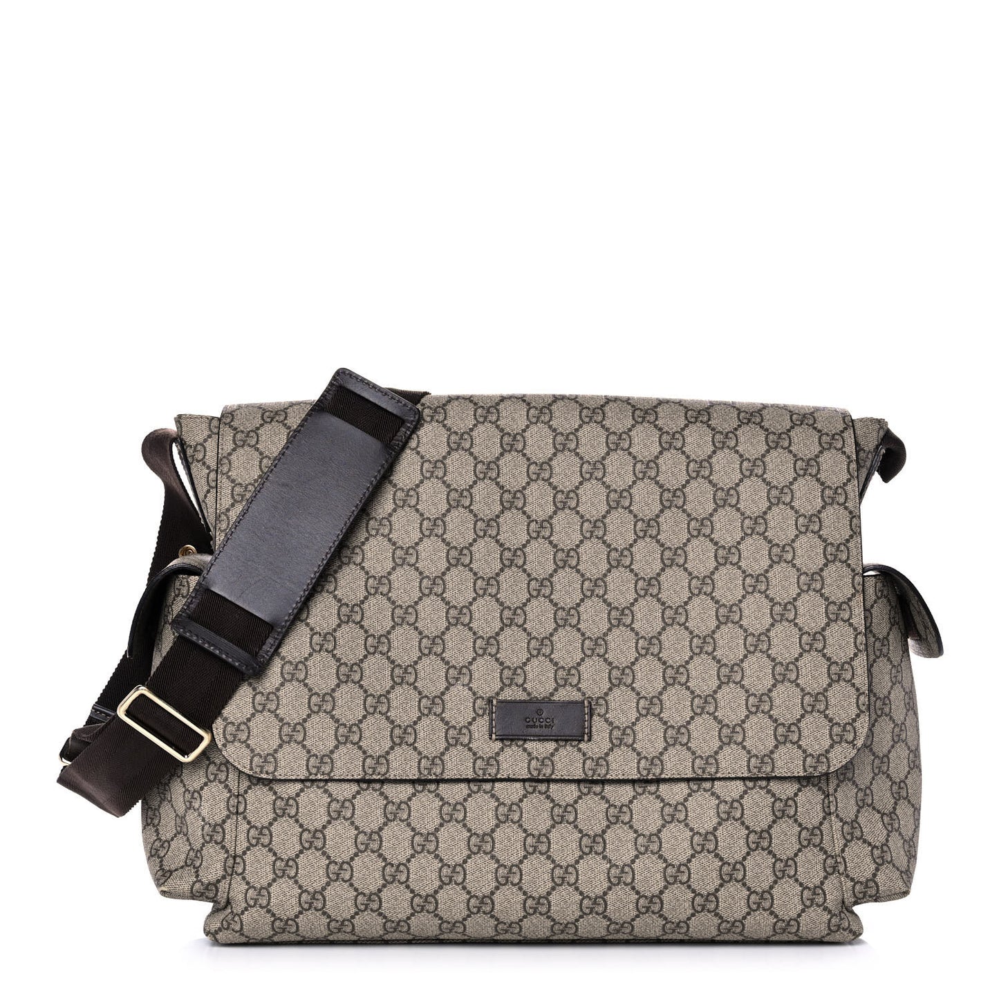 GG Plus Monogram Messenger Diaper Bag Dark Brown