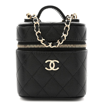 Chanel Caviar Quilted Top Handle Mini Vanity Case With Chain Black 1 of 11