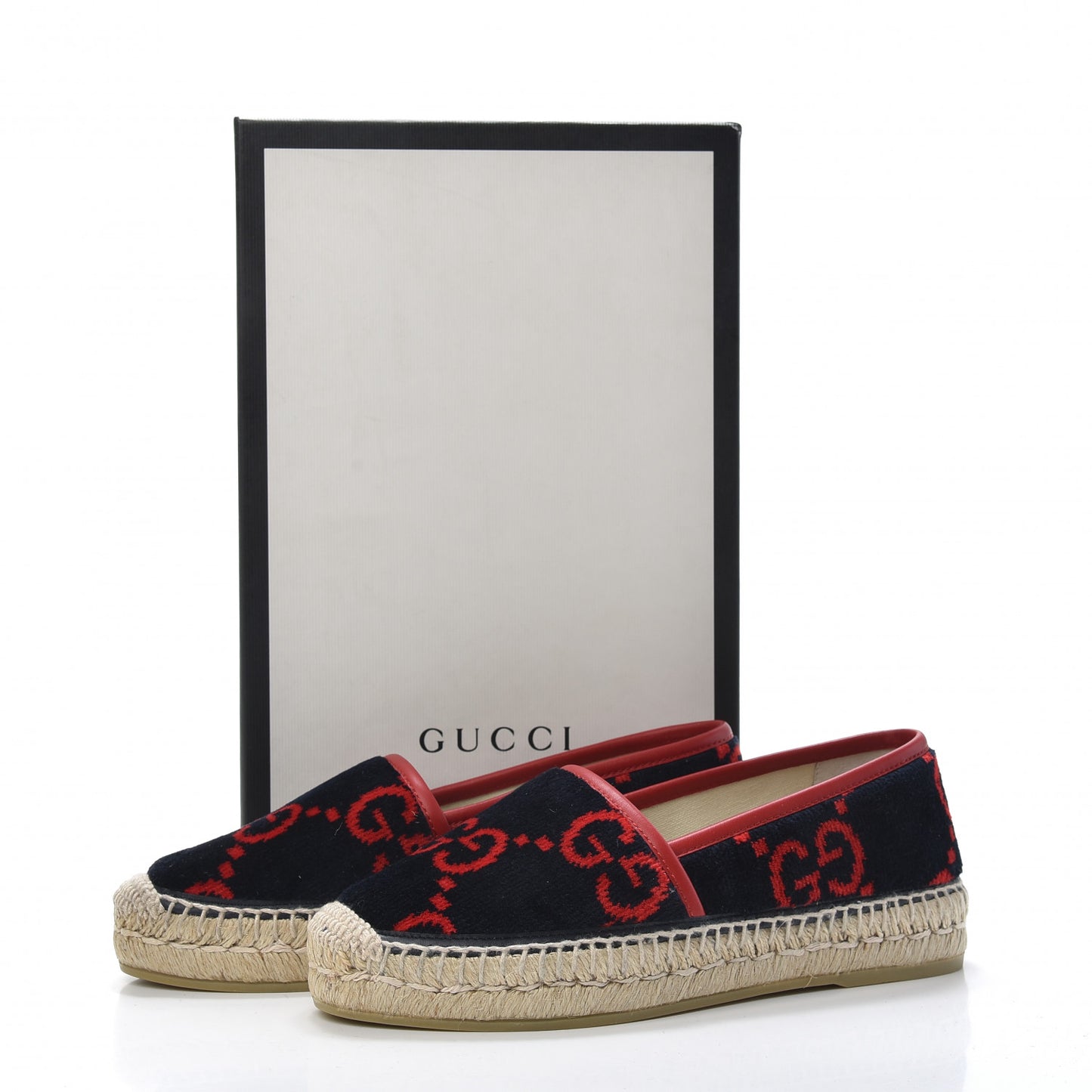 Terry Cloth GG Monogram Espadrilles 35.5 Blue Red