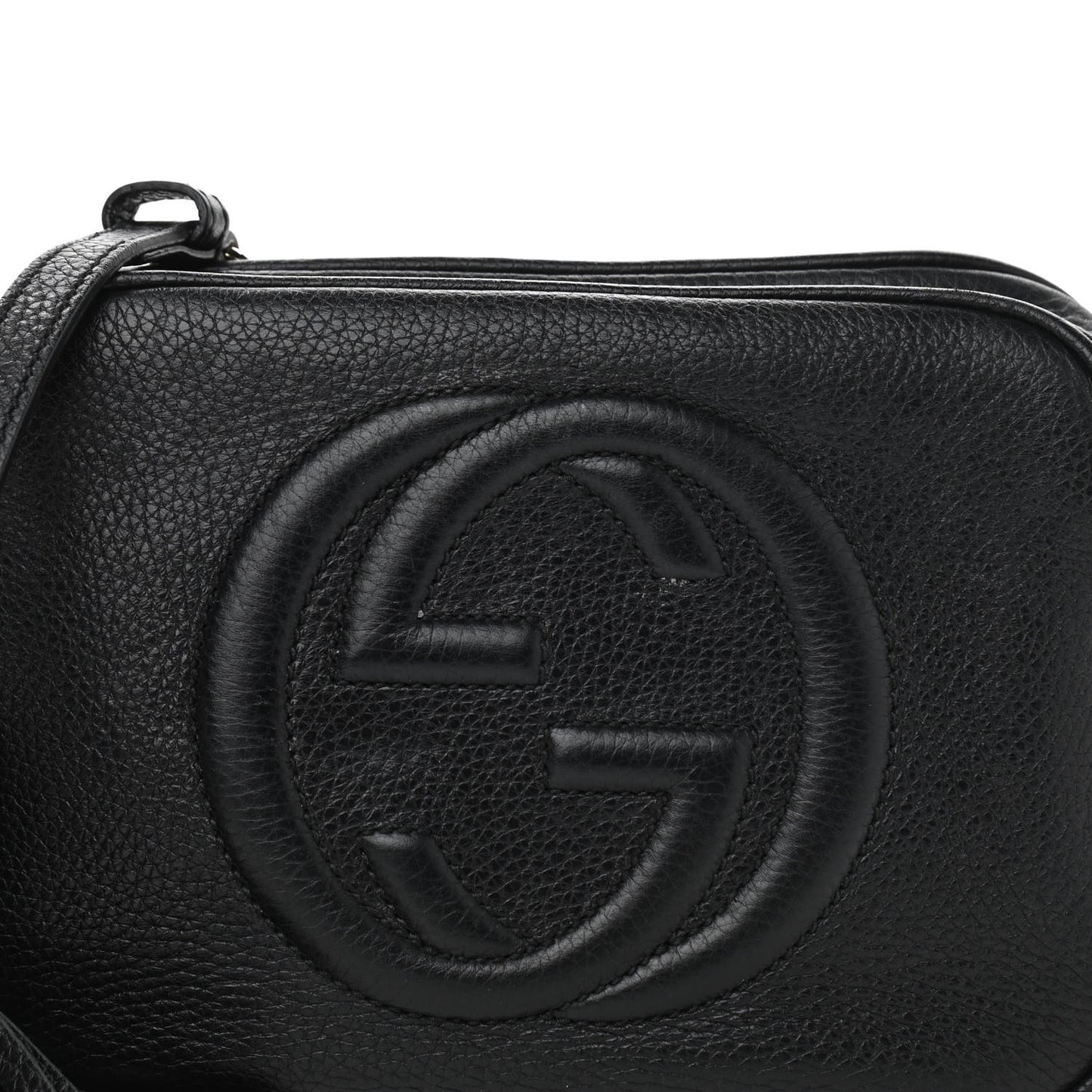Pebbled Calfskin Small Soho Disco Bag Black
