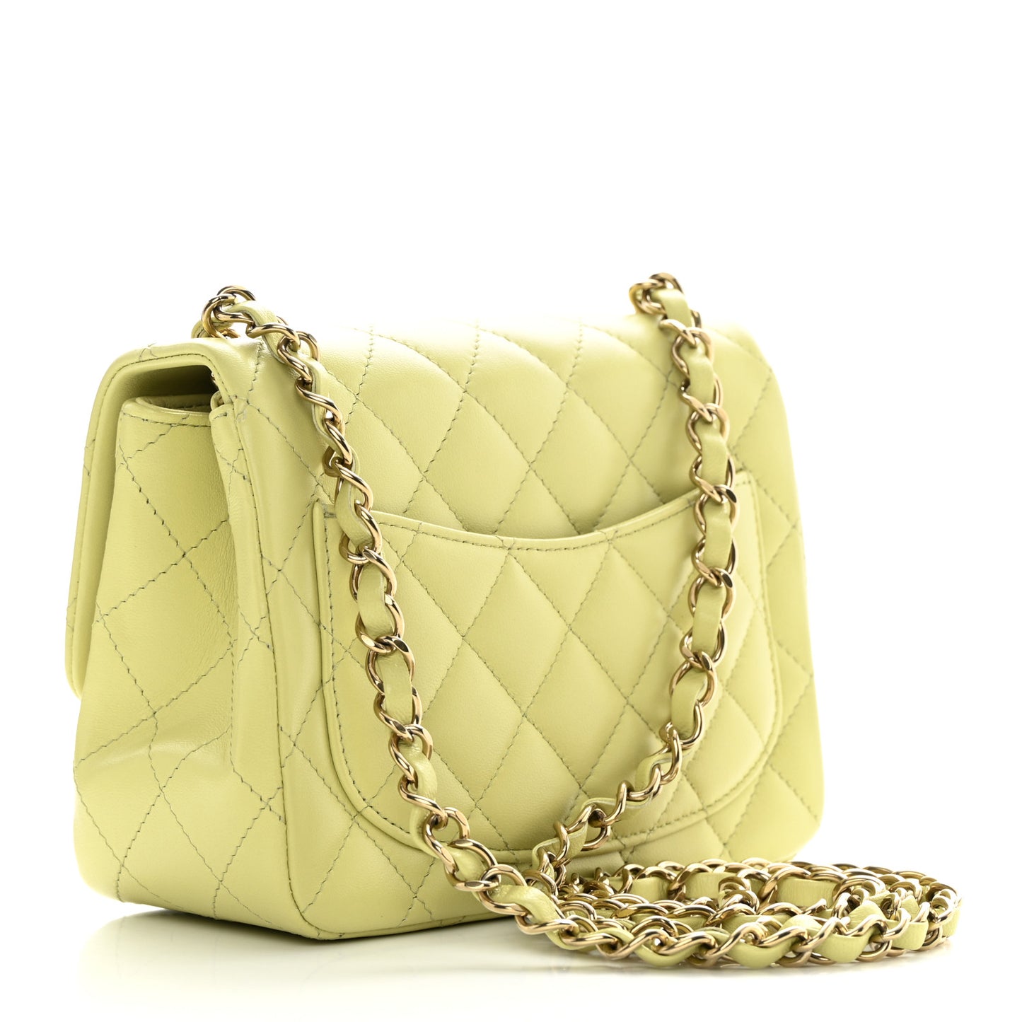 Lambskin Quilted Mini Square Flap Green