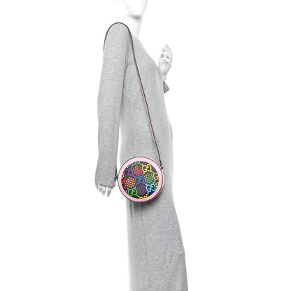 Gucci GG Supreme Monogram Psychedelic Round Shoulder Bag Black Multicolor Sugar Pink 2 of 14