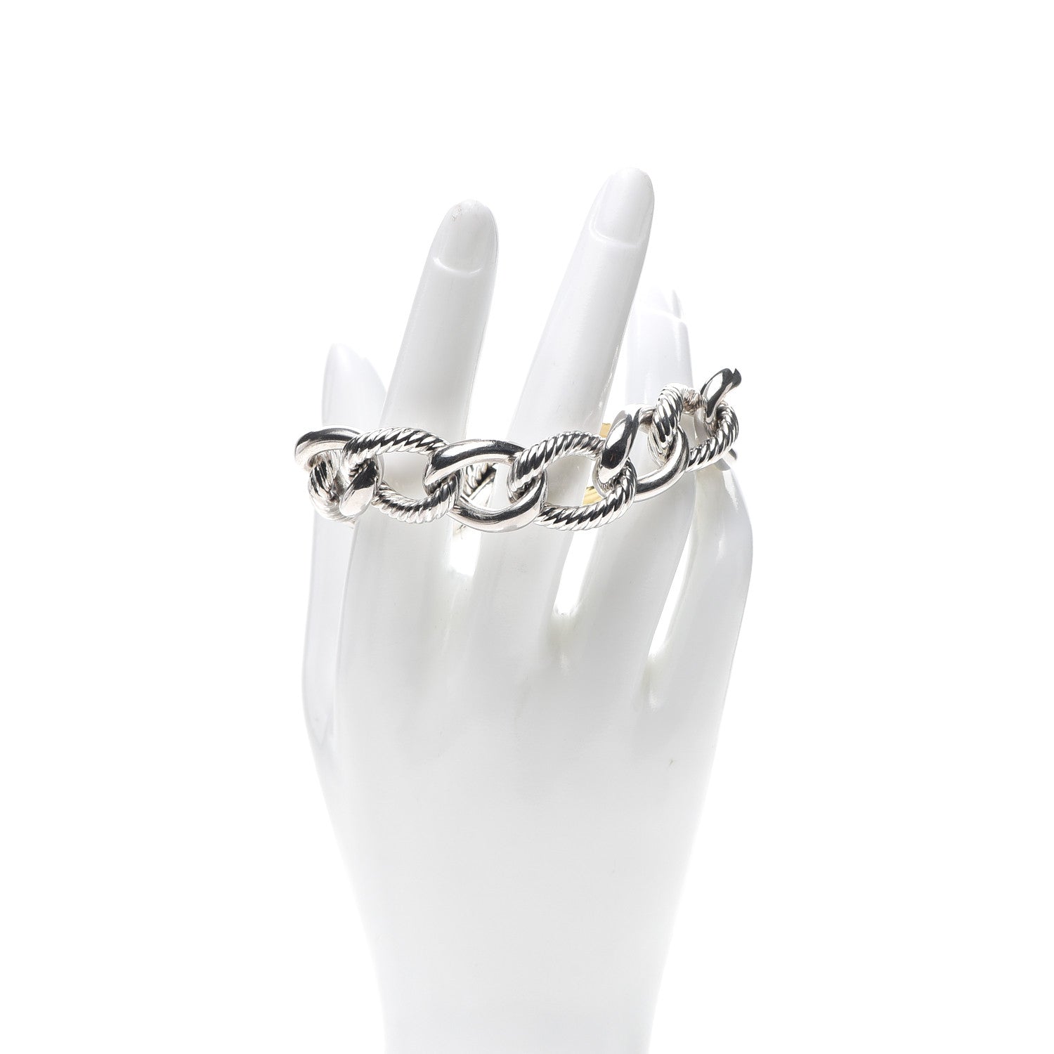 David Yurman Sterling Silver 18K Yellow Gold 17mm Extra Large Oval Link Bracelet 2 of 5