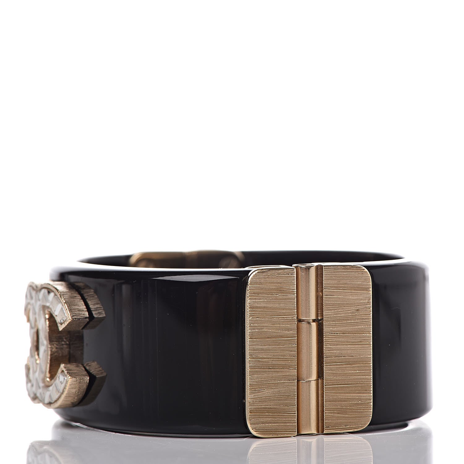 Chanel Resin Quilted CC Cuff Black Gold 7 of 8