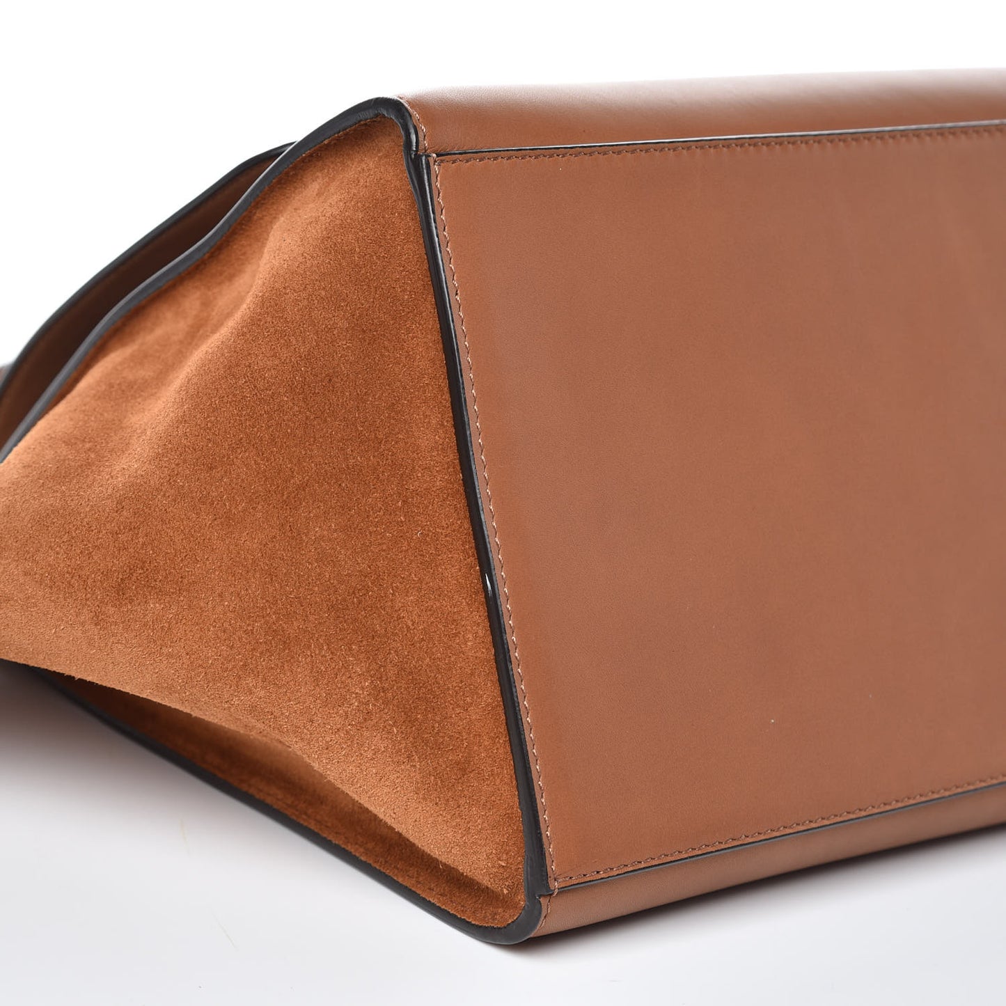 Natural Calfskin Suede Medium Trapeze Tan