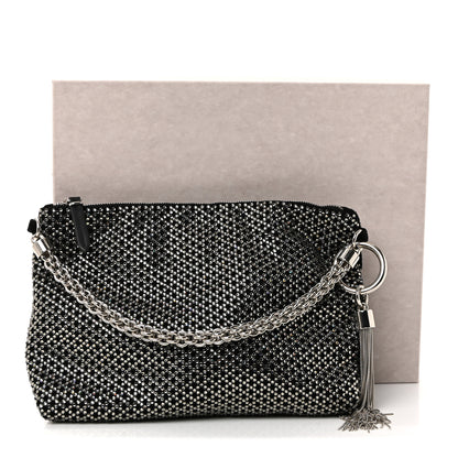 Jimmy Choo Suede Crystal Chain Top Handle Bag Black 11 of 11