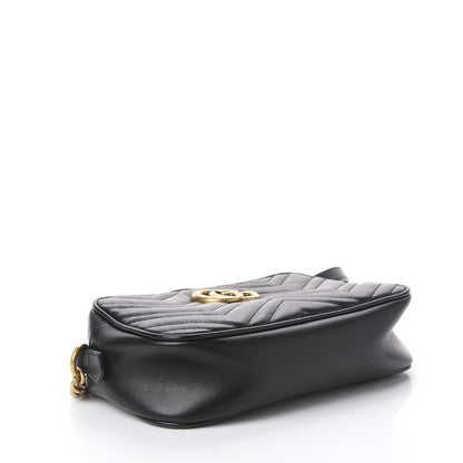 Gucci Calfskin Matelasse Small GG Marmont Chain Shoulder Bag Black 3 of 9