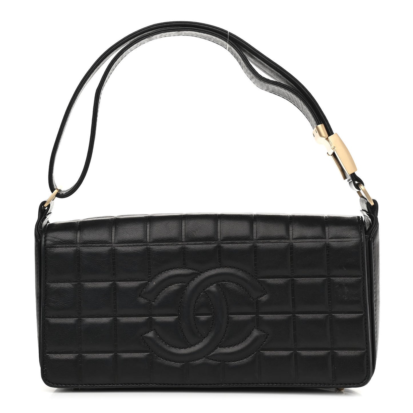 Lambskin Quilted CC Chocolate Bar Flap Black
