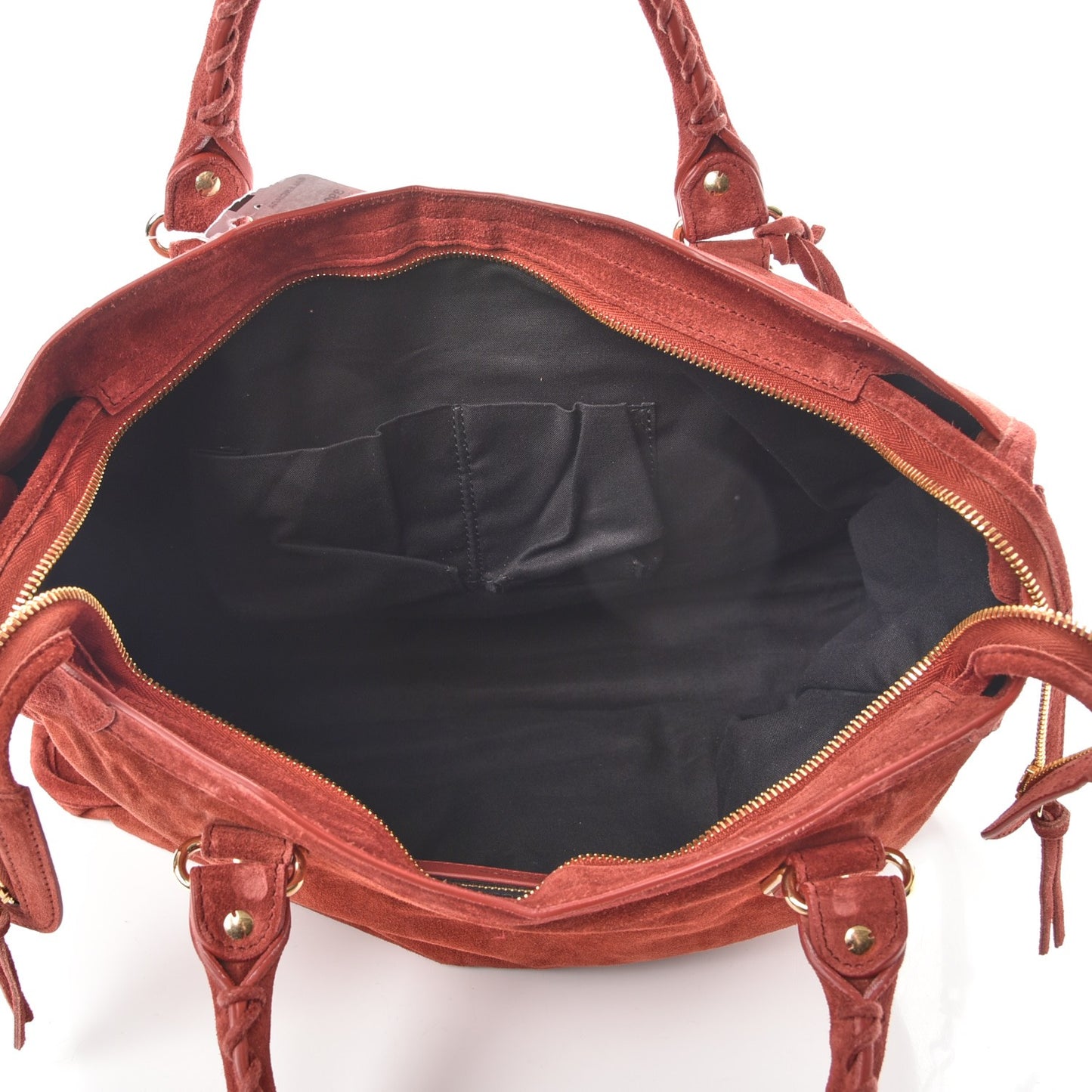 Baby Daim Suede Gold Metallic Edge Hardware City Bois De Rose Fonce