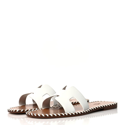 Hermes Calfskin Braided Oran Sandals 40.5 White 3 of 8