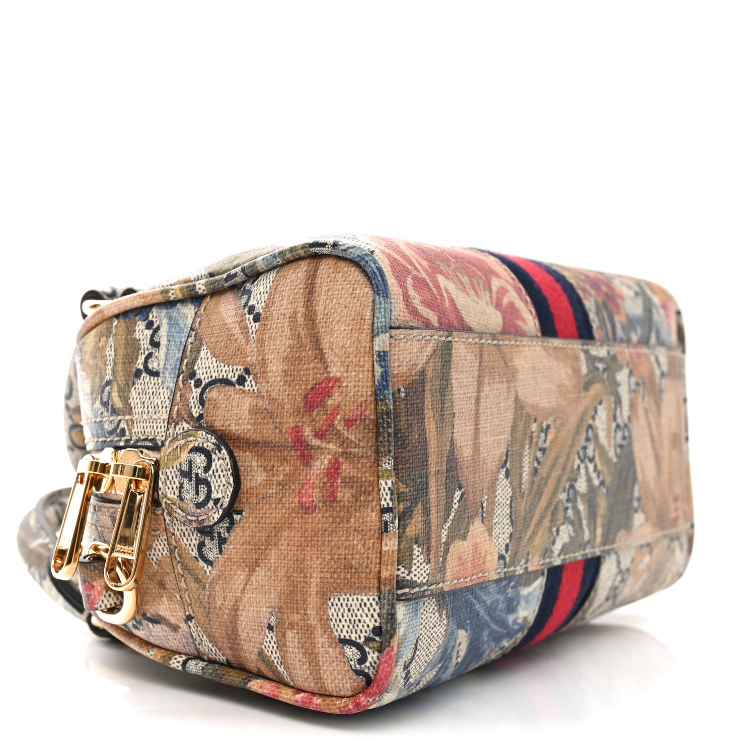 Gucci GG Supreme Monogram Water Flora Web Mini Ophidia Top Handle Bowler Bag Beige White Multicolor 9 of 10