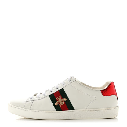 Gucci Calfskin Ayers Bee Embroidered Womens Ace Sneakers 39.5 White Green 1 of 8