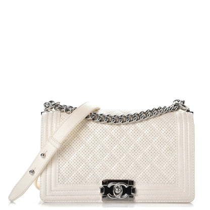 Chanel Lambskin Perforated Medium Boy Flap White 1 of 14