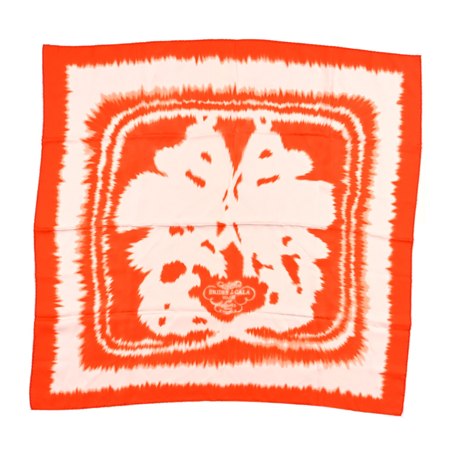 Hermes Silk Wash Brides De Gala Wash Scarf 90 Orange White 1063216