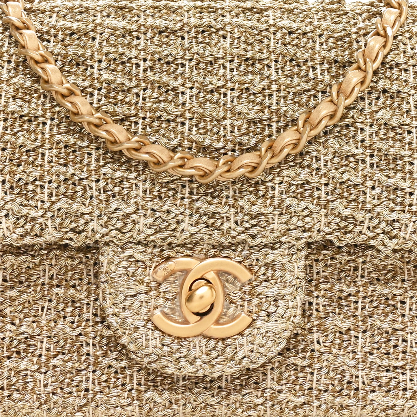Metallic Woven Fabric Mini Rectangular Flap Gold