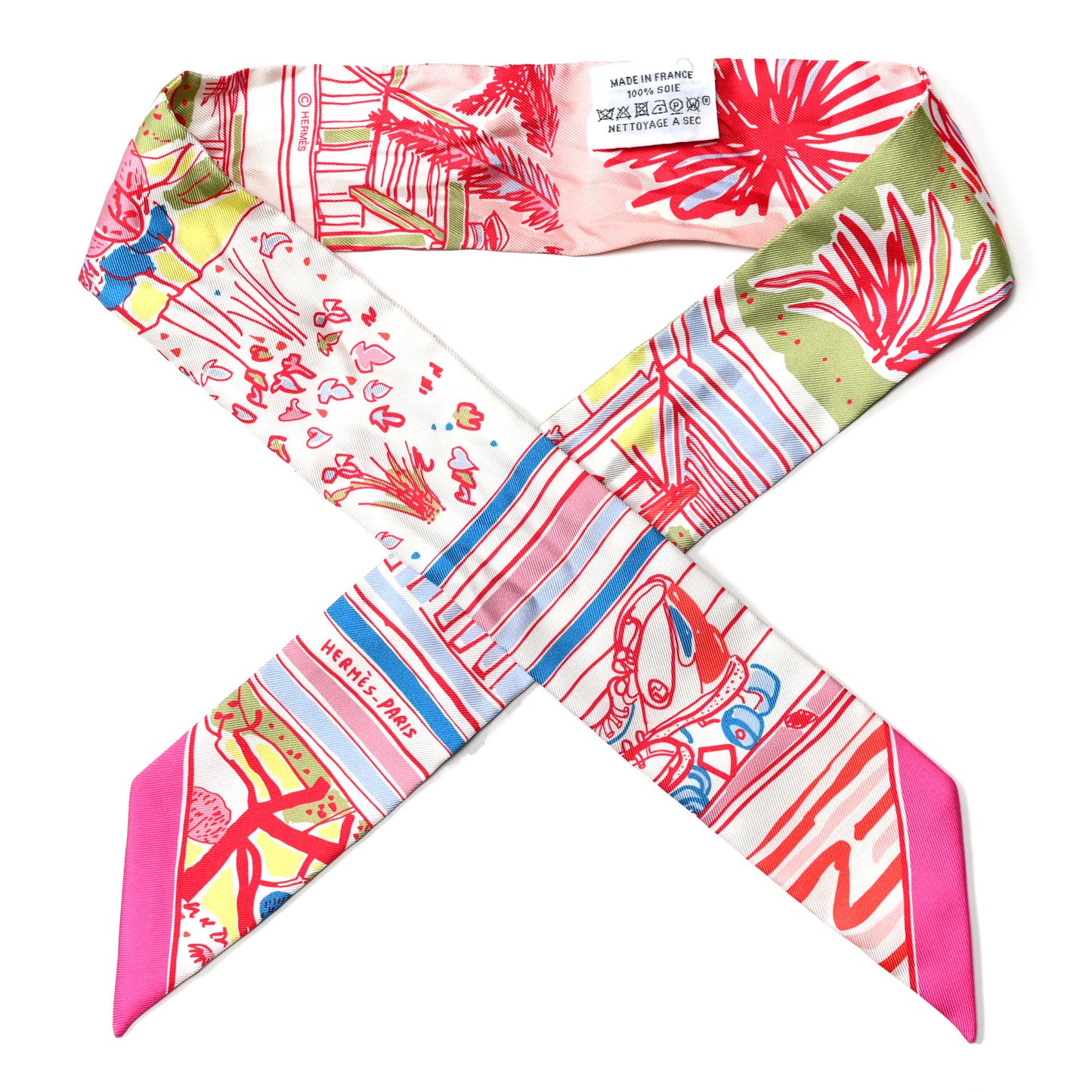 Silk Rayures D'ete Twilly Rose Bleu Vert