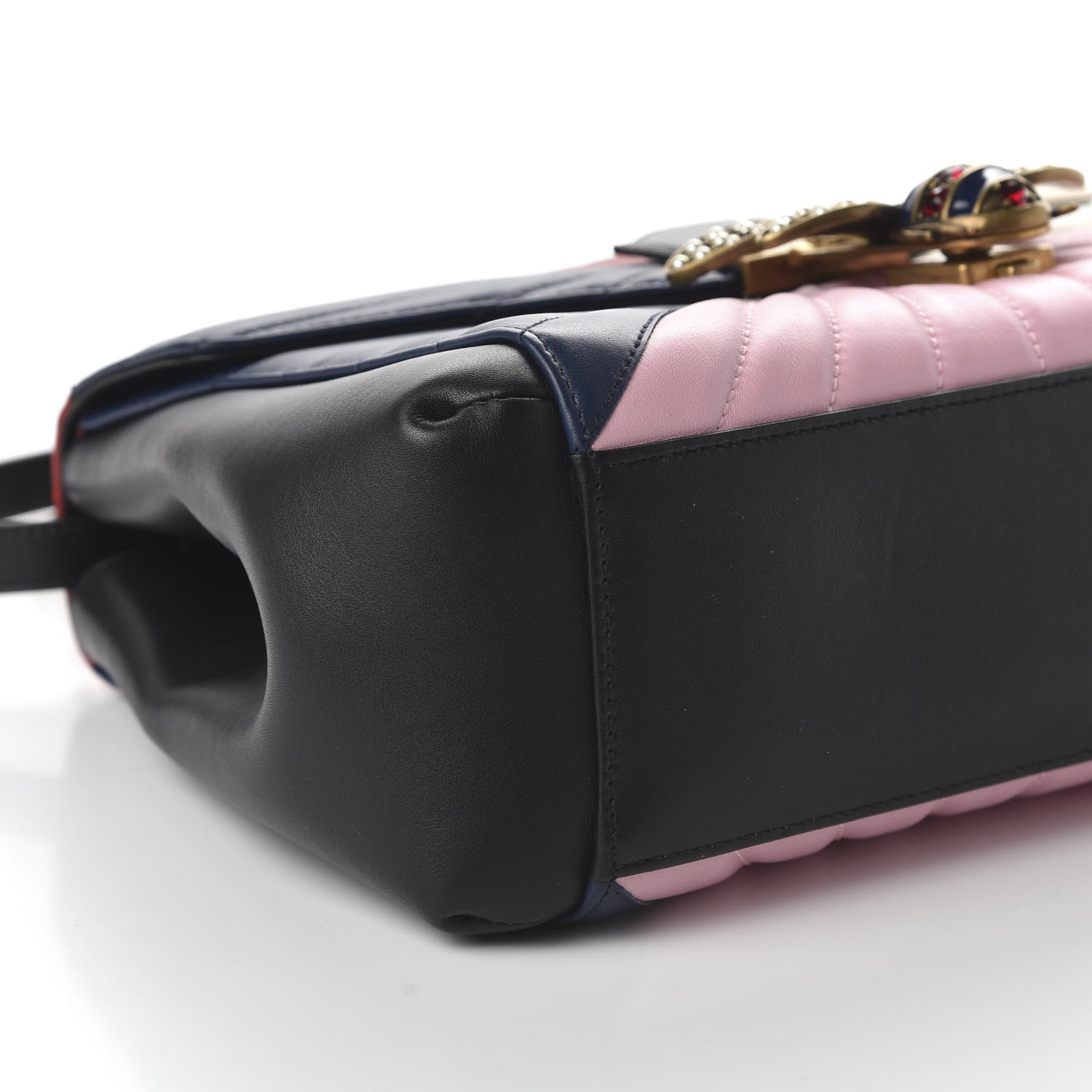 Gucci Calfskin Bamboo Trapuntata Queen Margaret Top Handle Bag Blue Agata Hibiscus Red Mystic White Sugar Pink 7 of 11