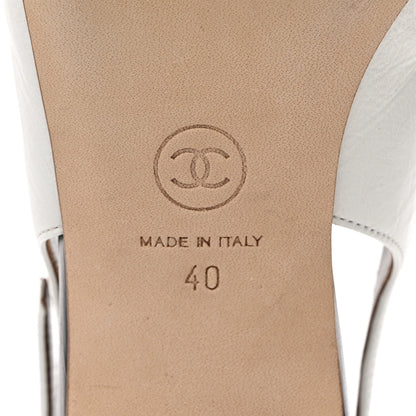 Chanel Calfskin Cap Toe CC Slingback Pumps 40 White Dark Navy 8 of 10