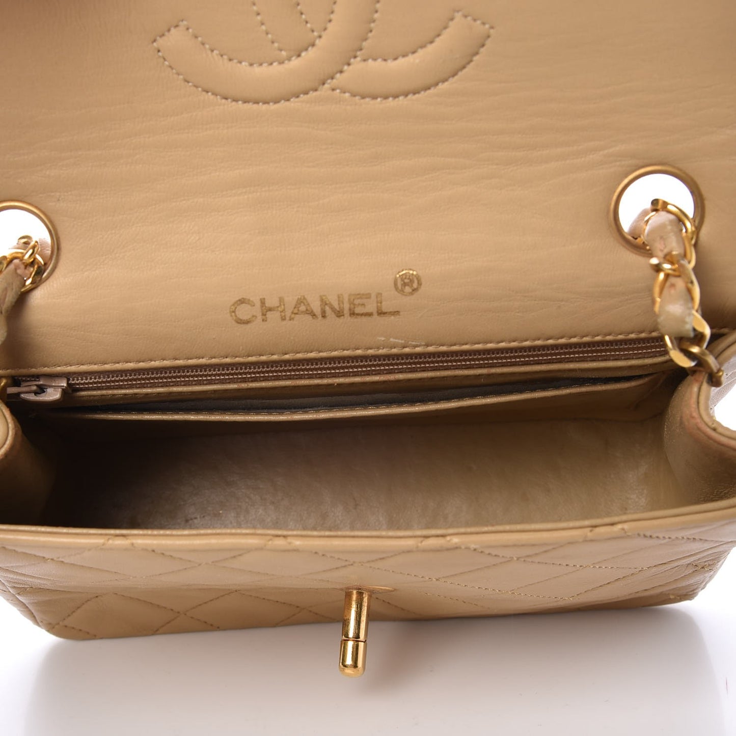 Lambskin Mini Square Flap Beige