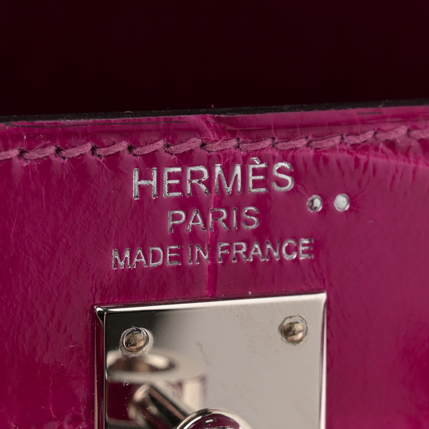Hermes Shiny Niloticus Crocodile Kelly Sellier 25 Rose Pourpre 6 of 11