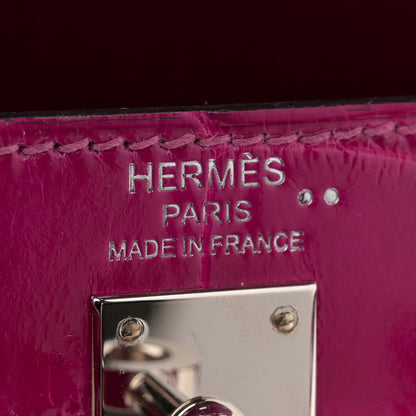 Hermes Shiny Niloticus Crocodile Kelly Sellier 25 Rose Pourpre 6 of 11