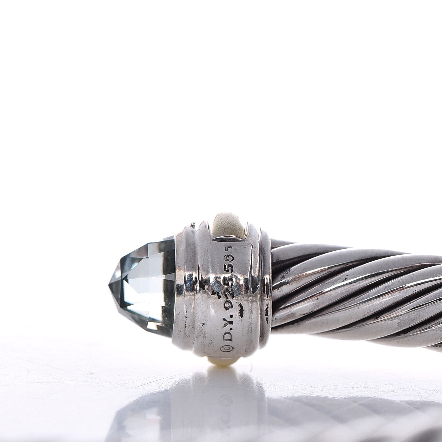 David Yurman Sterling Silver 14K Yellow Gold Prasiolite 7mm Cable Classics Bracelet 4 of 6