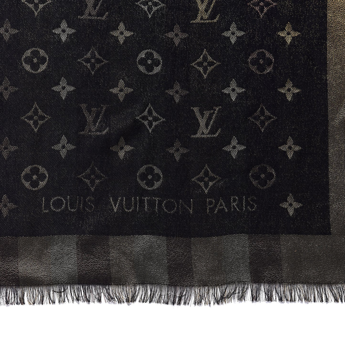 Silk Lurex Wool So Shine Monogram Shawl Black