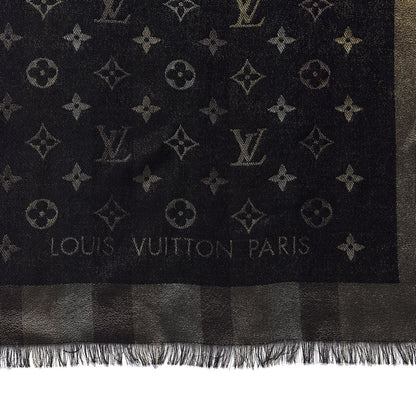Louis Vuitton Silk Lurex Wool So Shine Monogram Shawl Black 3 of 4
