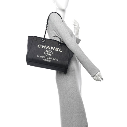 Chanel Denim Small Deauville Tote Dark Blue 2 of 11
