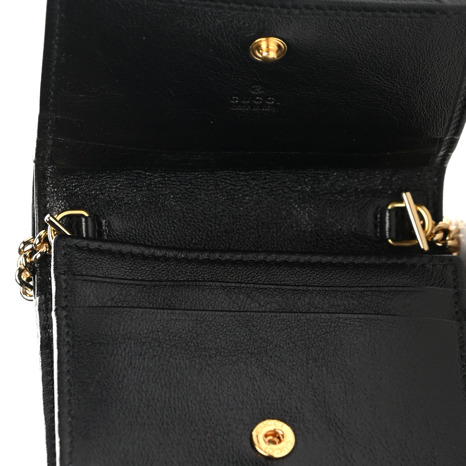 Gucci Calfskin Web Rajah Chain Card Case Wallet Black 4 of 7