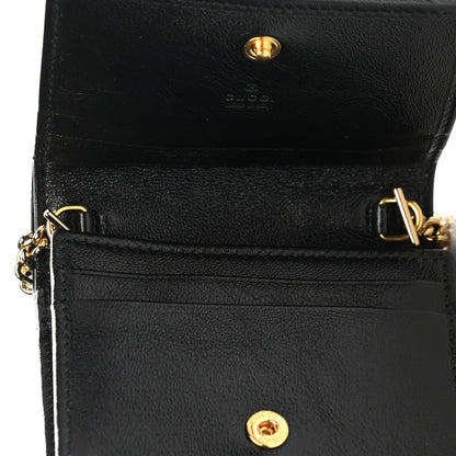 Gucci Calfskin Web Rajah Chain Card Case Wallet Black 4 of 7