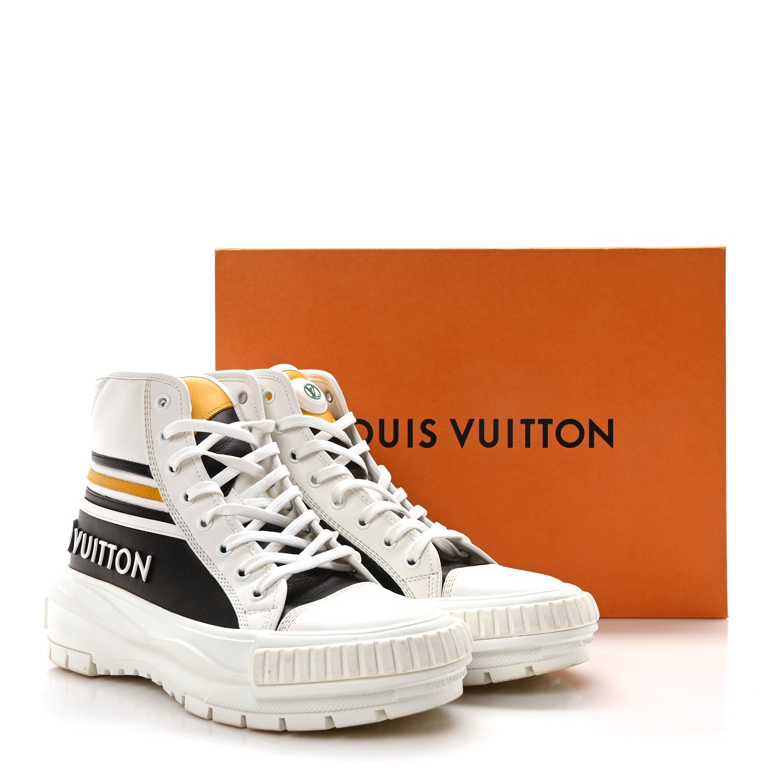 Louis Vuitton Calfskin LV Squad Sneaker Boots 39 Black White Yellow 9 of 9