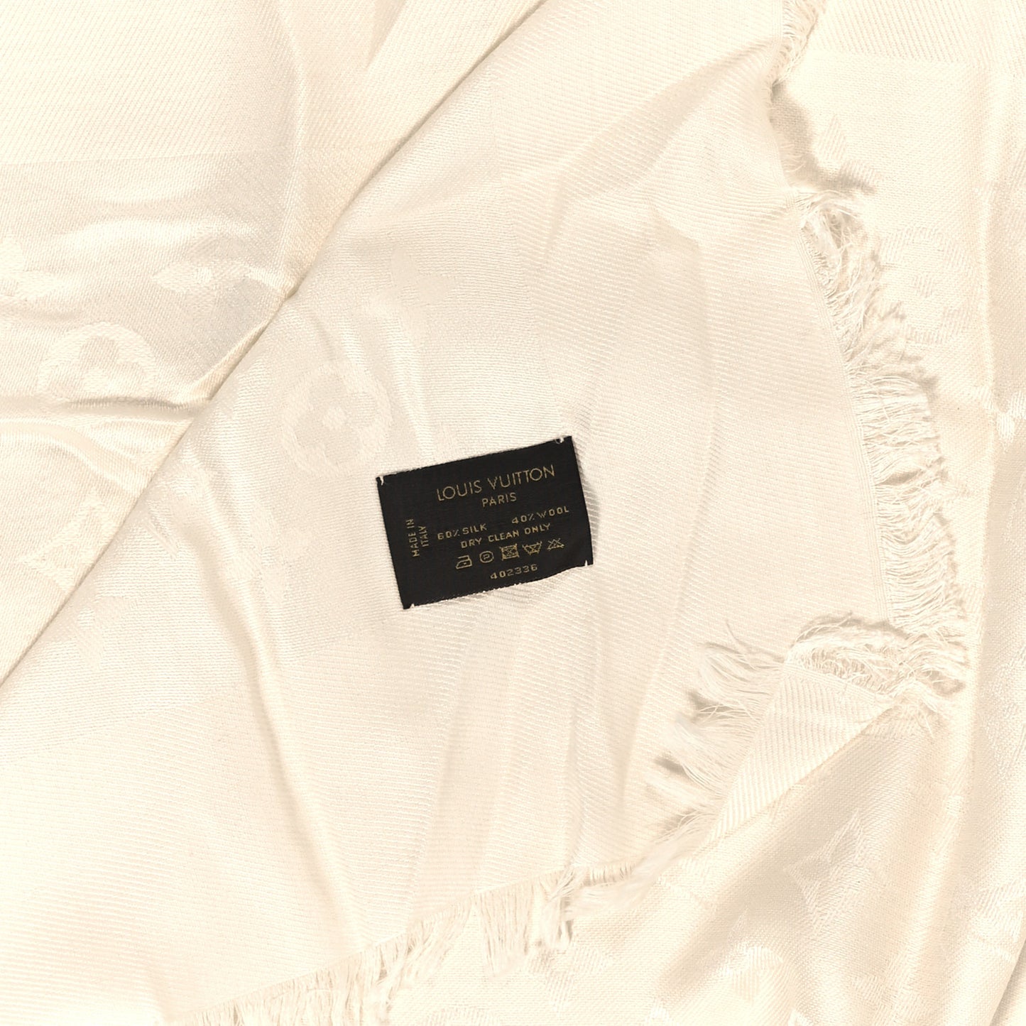 Silk Lurex Wool Monogram Shine Shawl White