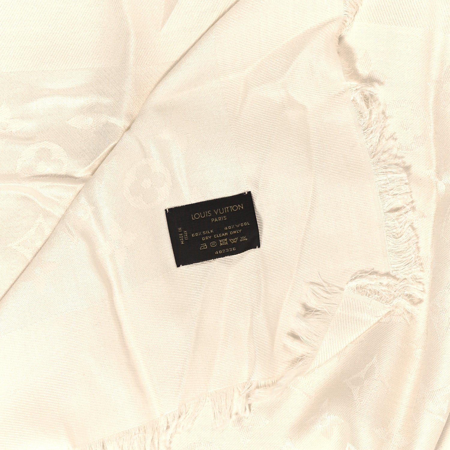 Louis Vuitton Silk Lurex Wool Monogram Shine Shawl White 4 of 5