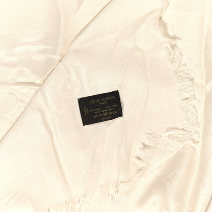 Louis Vuitton Silk Lurex Wool Monogram Shine Shawl White 4 of 5