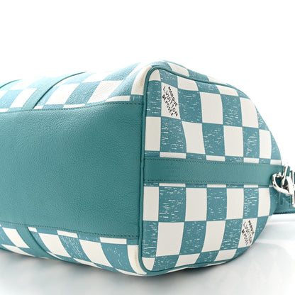 Louis Vuitton Calfskin Damier Keepall Bandouliere 45 Teal 8 of 9