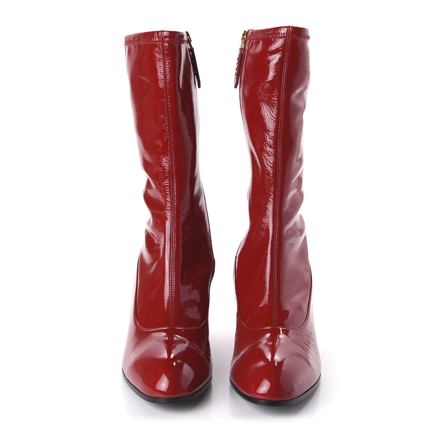 Naplack Patent Printyl Zip Boots 40.5 Hibiscus Red