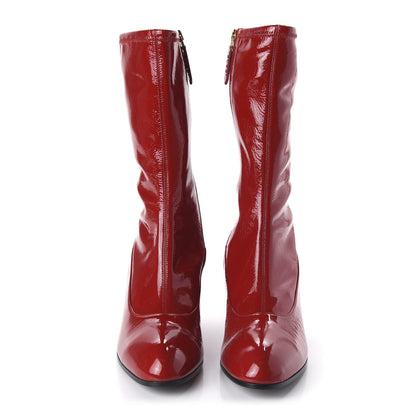 Gucci Naplack Patent Printyl Zip Boots 40.5 Hibiscus Red 2 of 8