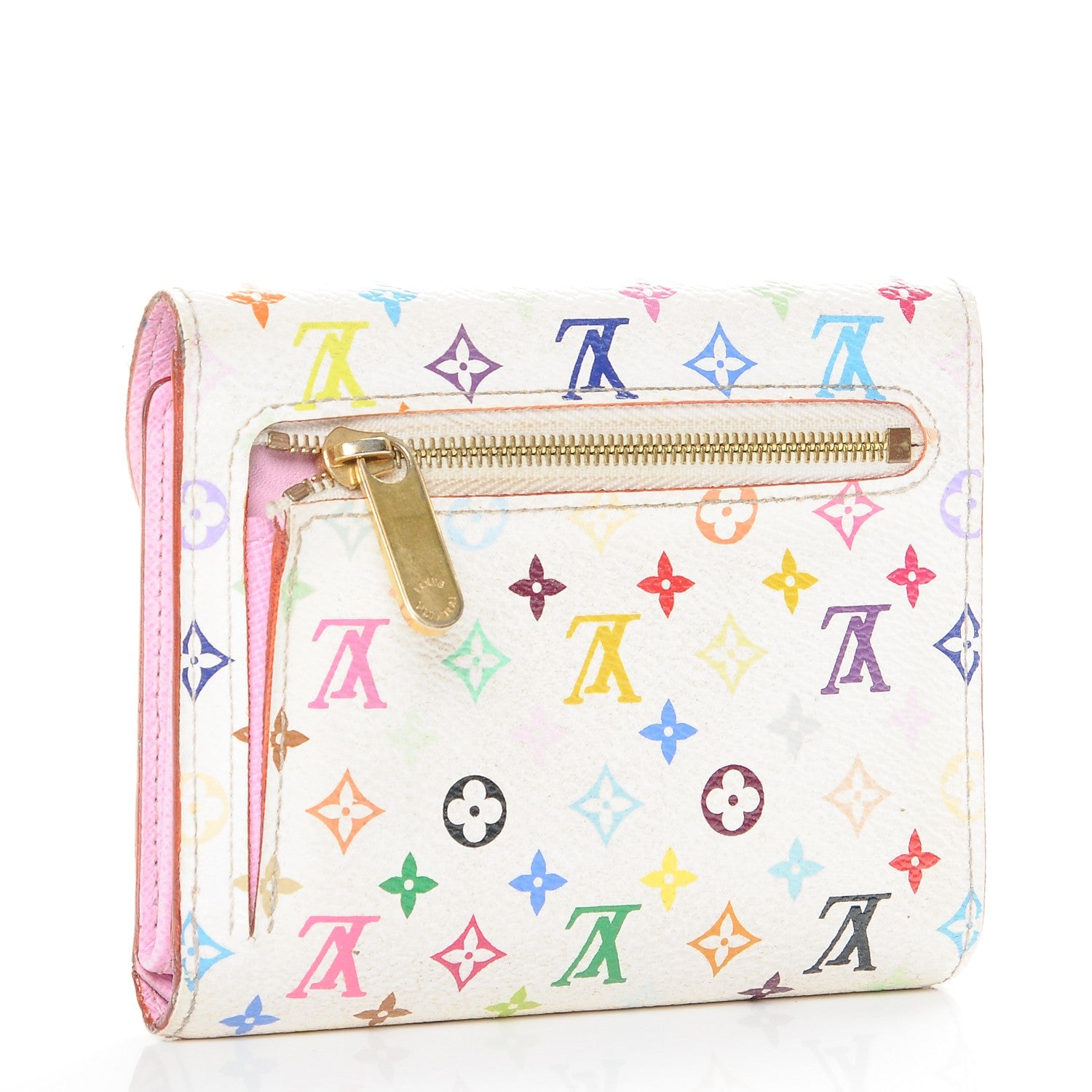 Louis Vuitton Monogram Multicolor Joey Wallet White Litchi 3 of 7