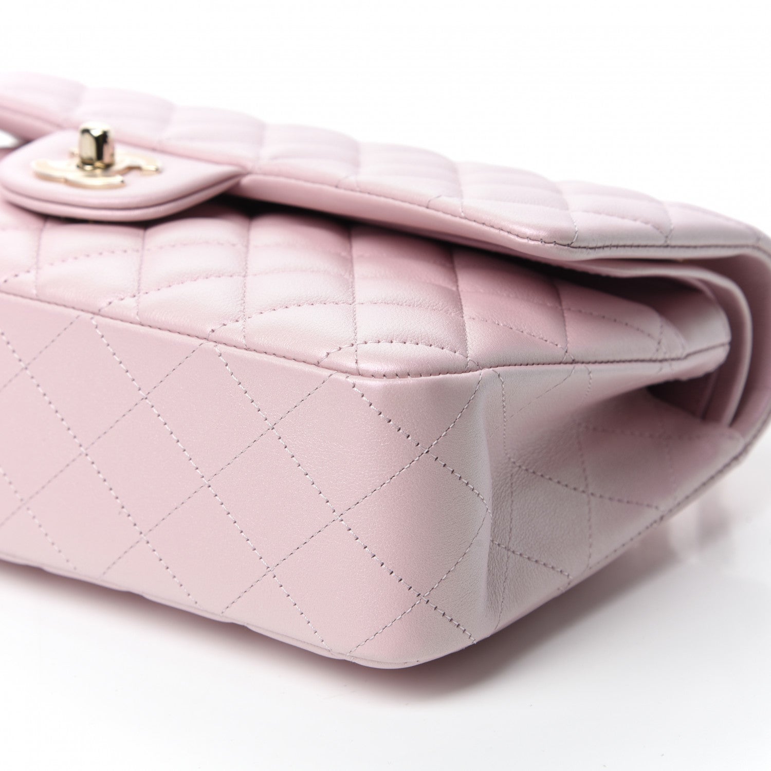 Chanel Iridescent Calfskin Quilted Medium Double Flap Light Pink 7 of 13