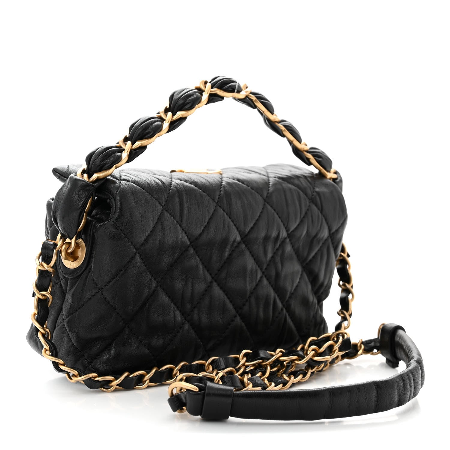 Chanel Crumpled Lambskin Quilted Small CC Links Shoulder Bag Black 3 of 11