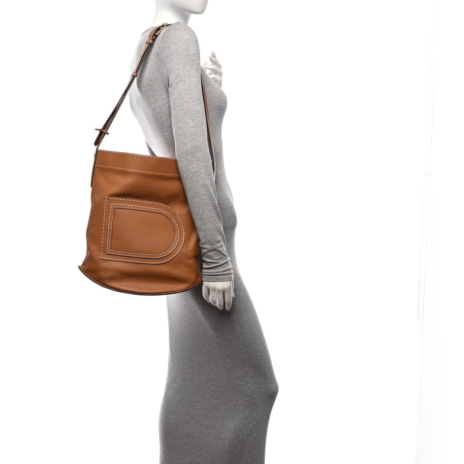 Delvaux Taurillon Pin Surpique Bucket GM Vegetal Ivory 3 of 9